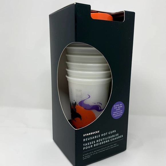 Starbucks Fall 2022 Reusable Plastic‎ Hot Cups with Lids Glow in the Dark - Picture 6 of 7